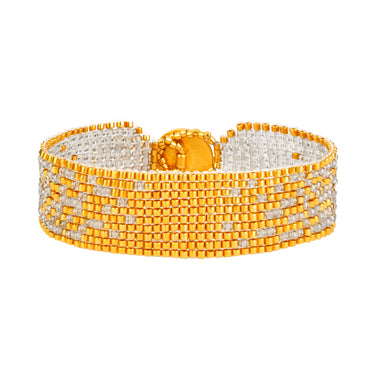 Brazalete Telar Dorado Delgado Difuminado Gris Traslucido